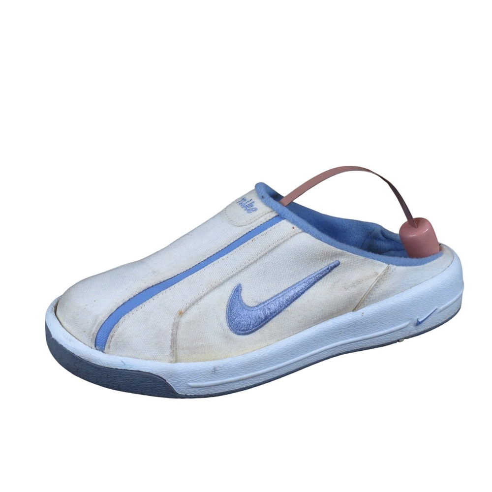 Nike The Smooth Step Women's Mules Size 7.5 Athletic Slides White Blue Vintage